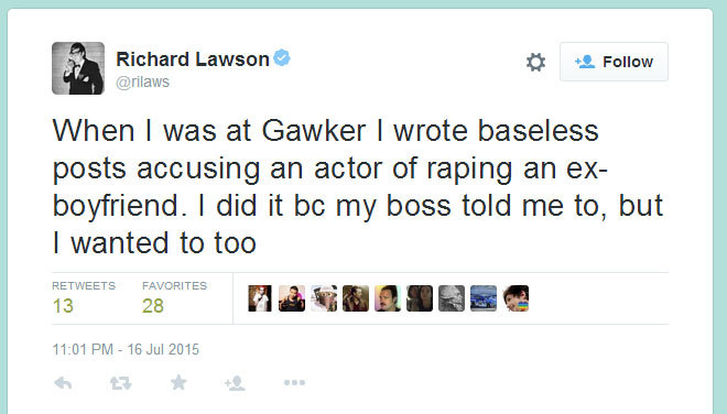 tenaflyviper:  shepardrahl:  Former Gawker writer admits to both faking articles