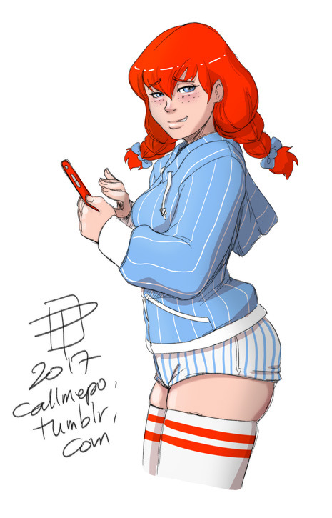 callmepo:Mashup of the smug, thicc, and sh!tposting Wendys girl behind the Wendy’s twitter account. waifu~ <3 <3 <3