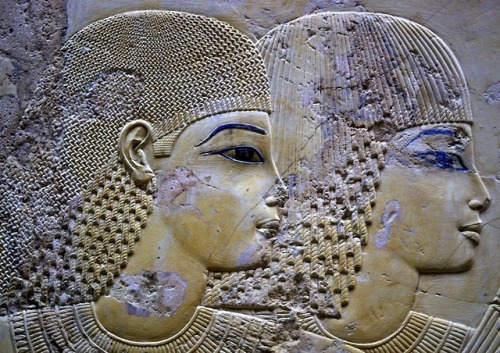 Ramose, Governor of Thebes and Vizier under both Amenhotep III and Akhenaten and his wife Meryet-pta