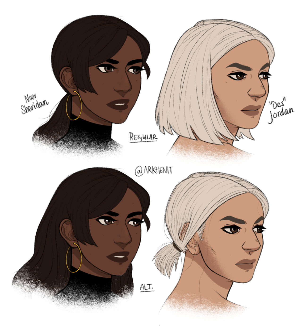 My other detectives, Noor Sheridan (N-mancer) and Des Jordan (Mason-mancer).Noor (30) is a people/psych+deduction/knowledge detective with a balanced heart-mind ratio with a snarky twist.Des (28) is a tech/science detective with a reservedness that could put Adam to shame. Seriously, nobody even knows her full name, aside from Rebecca. #The Wayhaven Chronicles #Wayhaven Chronicles#Wayhaven#wayhaven fanart#myart#my art#wayhaven detective#fanart