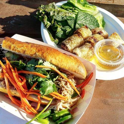 #fyffood day 3: @phoragela #crispy rolls and #bahnmi. #eeeeeats #festivalfood #festival #forkyeah #vietnamese #asian #food #sandwich #feedfeed