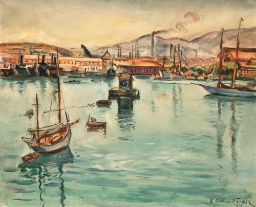Toulon, le Port   -  Emile Othon Friesz  , 1927 French,1879-1949 Oil on canvas,  60 x 73 cm