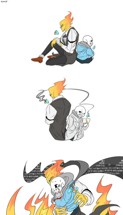 mooncatyao:  [Soul] Grillby & little Sans<First part>(Previous)/(NEXT) [GLS timeline]​  Don’t confused…XD you will know the detail about these from GLS comic in the future.