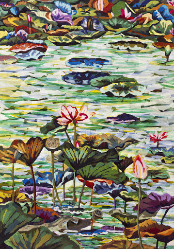 Water Lilies Piece  -   Karin Kneffel, 2007.German,b.1957-Acrylic, collage and watercolor on canvas 