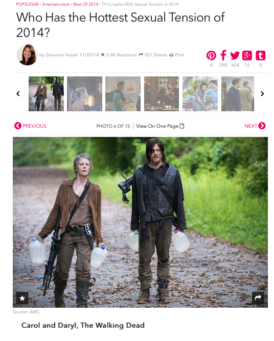 sanjamac:  WHO HAS THE HOTTEST SEXUAL TENSION OF 2014? *Carol and Daryl = CARYL*