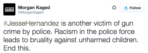 socialjusticekoolaid:  (1/27/15): The police have done it again. They have taken the life on another unarmed teenager, this time a 16-year old girl by the name of Jesse Hernandez. After shooting her multiple times, they dragged her lifeless body out