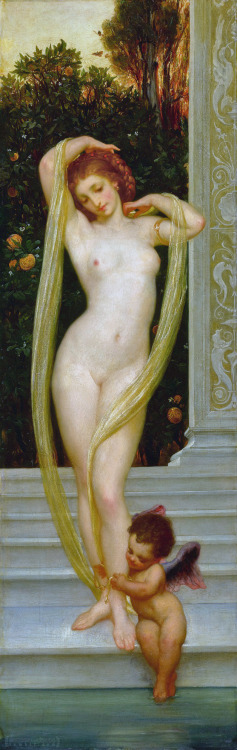 greekromangods:Venus and CupidFrederic Leighton (1830–1896)Oil on canvas** Visit my Links page for m