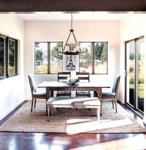 Kitchen Dining - Dining Room Farmhouse Concrete Floor, Brown Floor And Exposed Beam Kitchen/dining Room