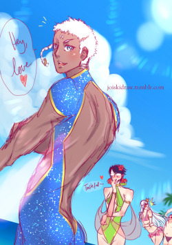 joiskidraw:  It’s January….which means BEACH TIME!Loki &amp; Co at the beach~~ (in fabulous swimwear of course. I should make a swimwear design series for them…)