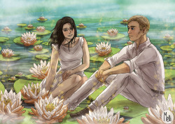 bluecrownedbird: This is my part for a collab with @trash-eruri and @cheekysmiletoo ♥ The full collab is here!! (❀◦‿◦) Our theme was “Who Erwin meets in paradise” ~ So here Erwin meets Kuchel and apologizes to her. But she told him