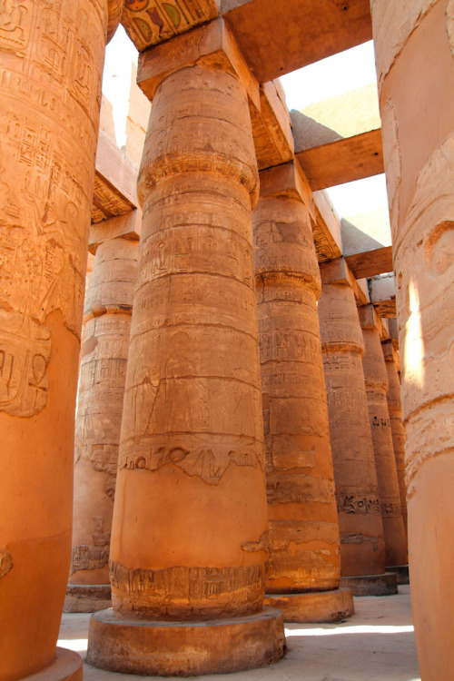 Columns of the hypostyle hall of the Precinct of Amun-Re in Karnak