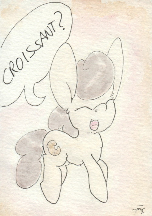 slightlyshade:Hi! This pony’s name is Crunchy Croissant, and she’s here to make sure your croissants are perfectly crunched! x3