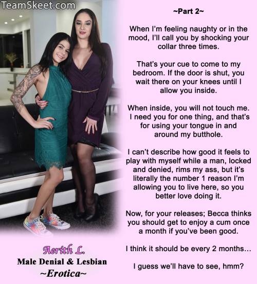 My Male Chastity and Lesbian Denial Books:https://www.smashwords.com/profile/view/AerithLThanks