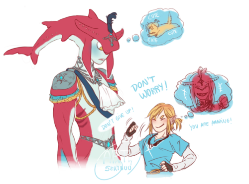 sarybuu: My dumb contribuition, time for Link to cheer up Sidon. (And don’t worry, shark teeth