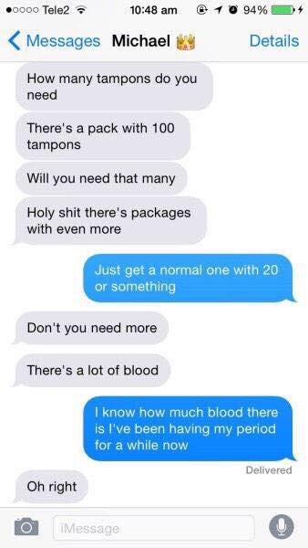 littlethingwithfeathers: dinolaur:  poetic:  Guys buying their girlfriends tampons.