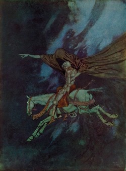 magictransistor:  Edmund Dulac, Valley of the Shadow, Edgar Allan Poe’s Eldorado, Paris, 1909. 