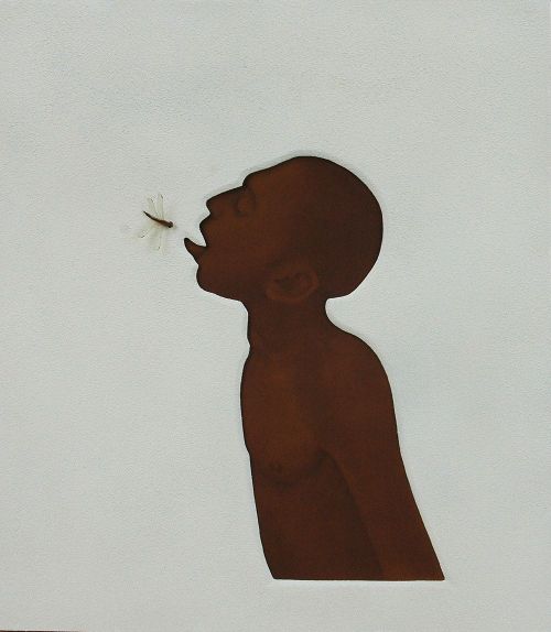 grundoonmgnx:Ali Kazim (Pakistani, b. 1979), The Boy with Dragonfly, 2009 Leather, leather dyes, pig