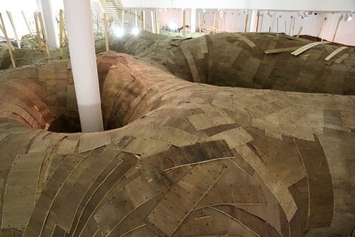 cross-connect:  reblog via littlelimpstiff14u2: Artist Henrique Oliveira Constructs a Cavernous Network of Repurposed Wood Tunnels at MAC USP Brazilian artist Henrique Oliveira (previously) recently completed work on his largest installation to date