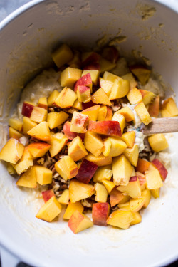 sweetoothgirl: Bourbon Glazed Peach Fritters