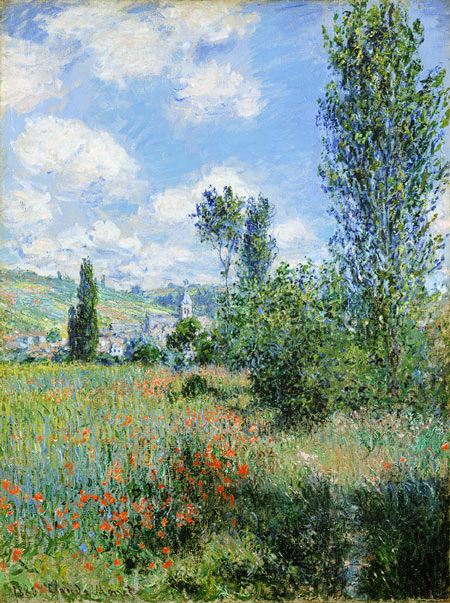 artofnancydrew:View of Vétheuil by Claude Monet; oil on canvas, 1880 During summer 1880, Mone