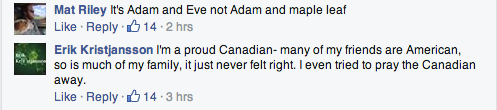 swanqueenidiot:  Okay so the Colbert Report posted a link to the Ellen Page interview, right  And I was already happy it was a fan favorite. But THE COMMENTS  I MEAN  IT’S JUST TOO GREAT  ADAM AND EVE NOT ADAM AND MAPLE LEAF 