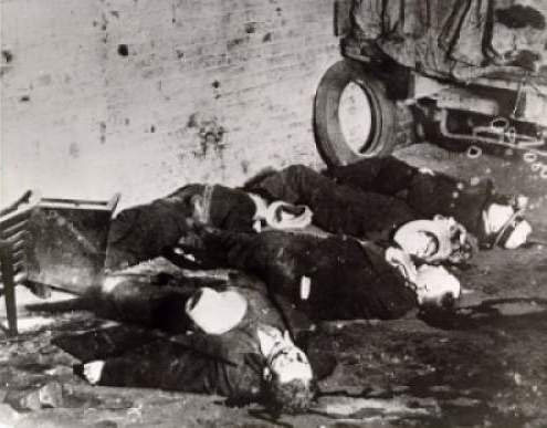 unexplained-events:  The St. Valentine’s Day massacre—the most spectacular gangland slaying in mob history It is believed that this was done by Al Capone(south side Italian) and Bugs Moran (north side Irish) but both had Alibis that checked out. 
