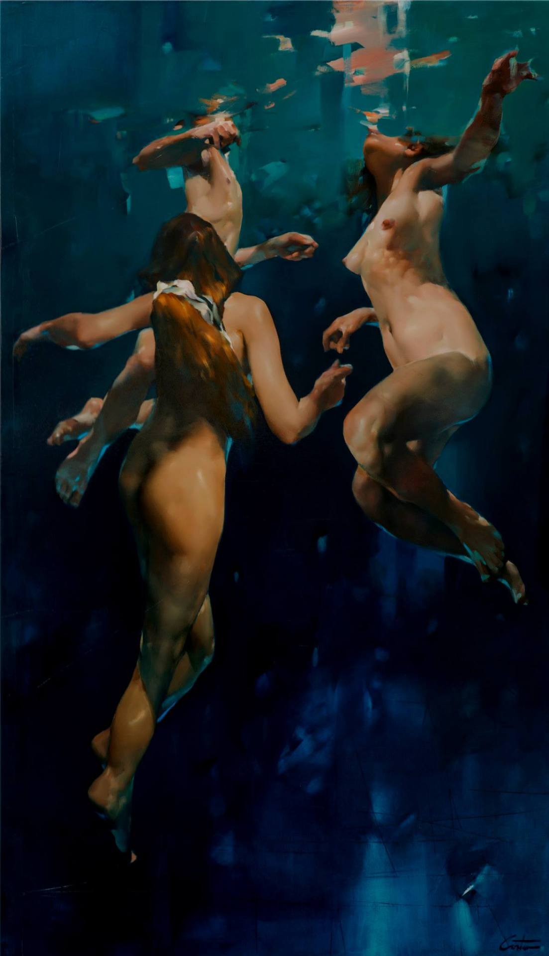rhubarbes:  Costa Dvorezky Art  “Up” oil on canvas, 55&quot;x96&quot;