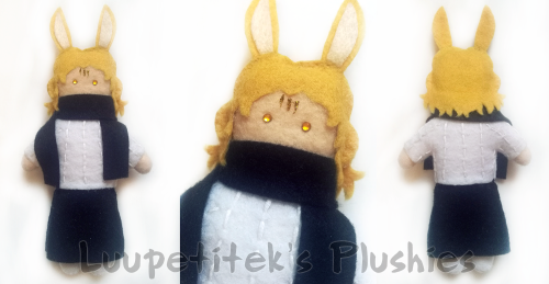 Plushie commission for @gaming-artistsHis Final Fantasy XIV viera character, based on a DT character