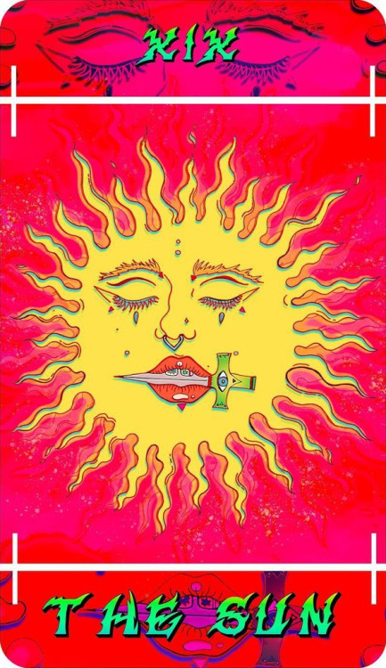 The Sun. Art by Charlie Quintero, fromMars Power Tarot. 