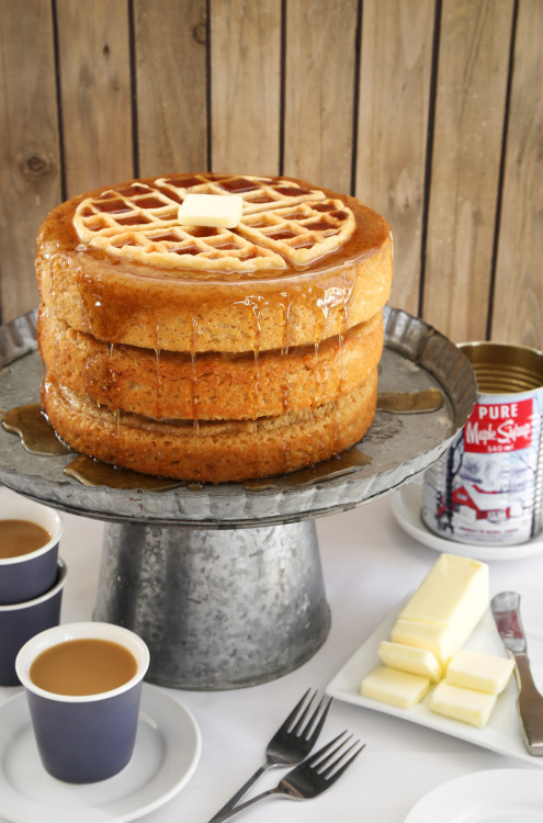 XXX sweetoothgirl:    MAPLE BELGIAN WAFFLE CAKE photo