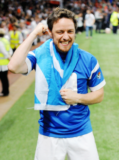 mcavoyclub:  James McAvoy of the Rest of the World celebrates victory in the Soccer