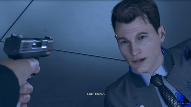 Download Detroit Become Human Connor Holding Gun Wallpaper