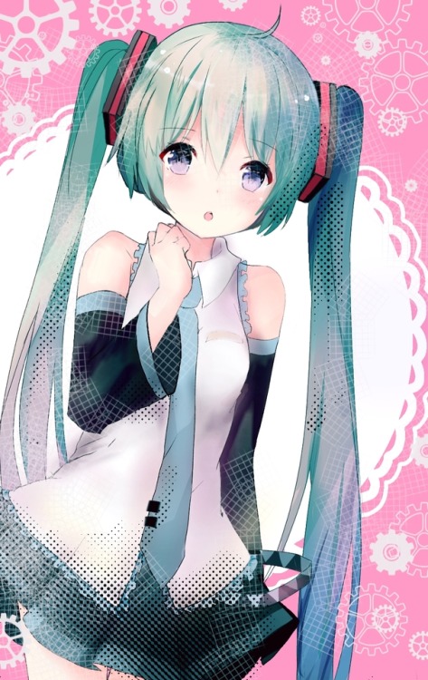 monochrome-miku:  “ますたー・・・” by 百々 アメリ  *Permission was given from the artist to upload. 