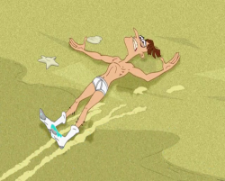 After an incident involving him, Perry the Platypus and the De-Evolution-Inator, Dr. Doofenshmirtz washes up on the beach in his underwear and socks. from &ldquo;Phineas and Ferb Hawaiian Vacation&rdquo;