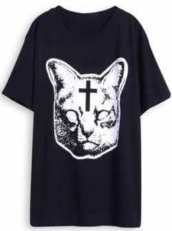 shopping-and-shit:  Cross Cat Print T-Shirt.64
