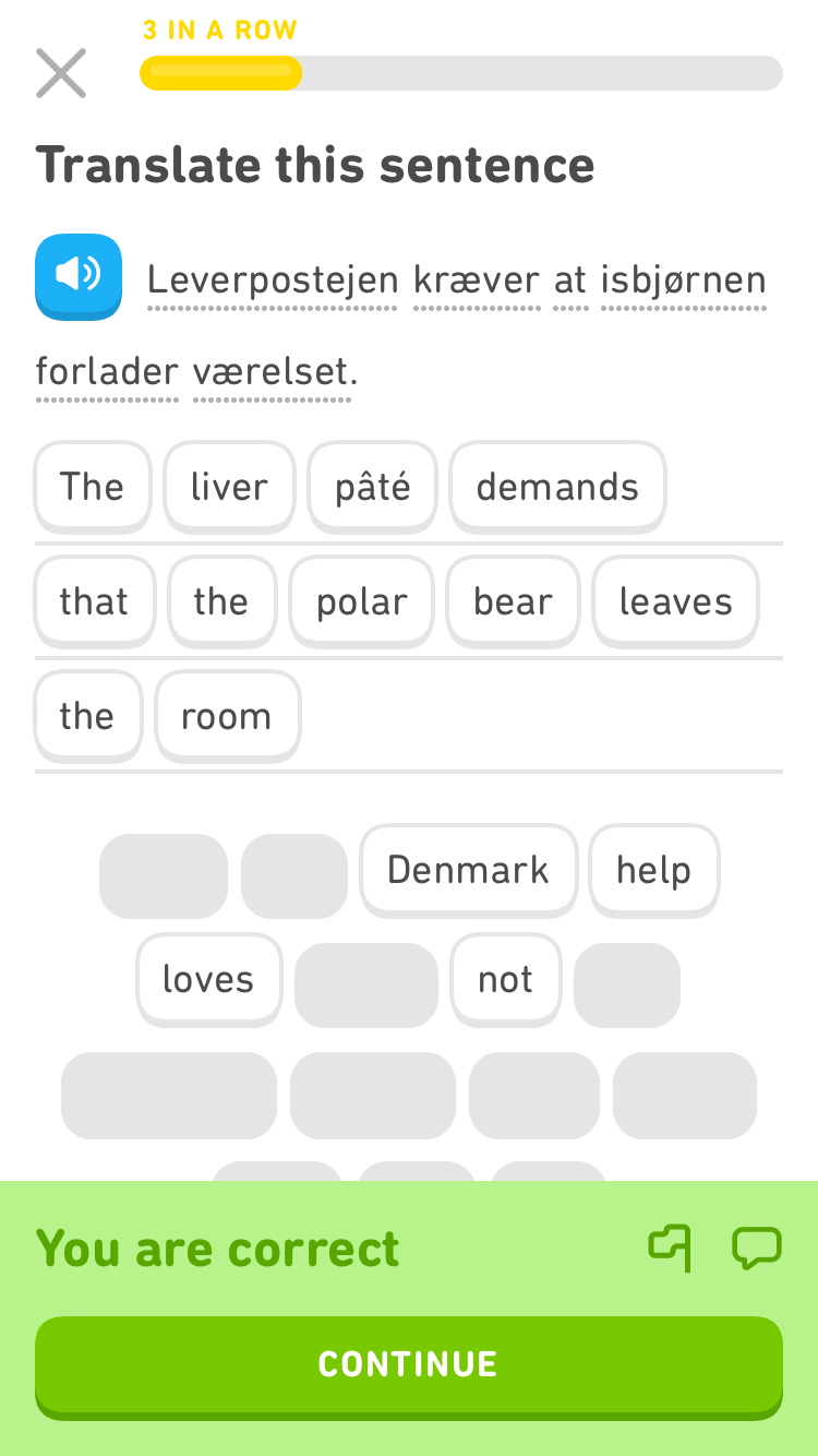 Weird Duolingo Phrases — Thats the weirdest sentence Ive gotten so far:...