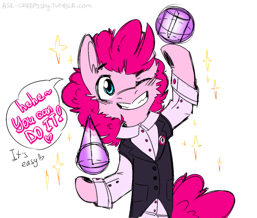 ask-creepyshy:    It’s true some days are dark and lonelyAnd maybe you feel sadBut Pinkie will be there to show you that it isn’t that bad  I made a picture to cheer up myself. Pinkie knows how to cheer up :)(I’m really bad in Geometry, you guess)
