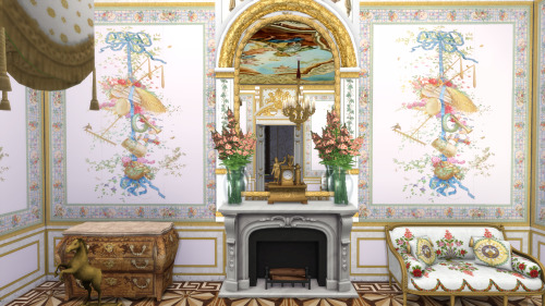 WIP: Pavlovsk Palace state bedroomDid my first in game testing to see how the floral wallpaper panel