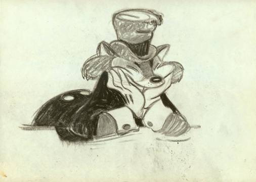 broken-down-merry-go-rounds:Storyboard for Pinocchio (1940) He looks so cute here