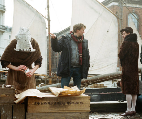 Tom Hooper with Eddie Redmayne and Alicia Vikander while filming The Danish Girl (2015)