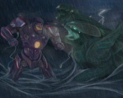 wouhlvenartworks:  TO FIGHT MONSTERS, WE CREATED MONSTERS! Painting of The crossover of Pacific Rim and MLP, done by yours most faithful artist me, Wouhlven! This is the first time I’m doing a painting…. I hope you won’t too harsh on me! I’m just