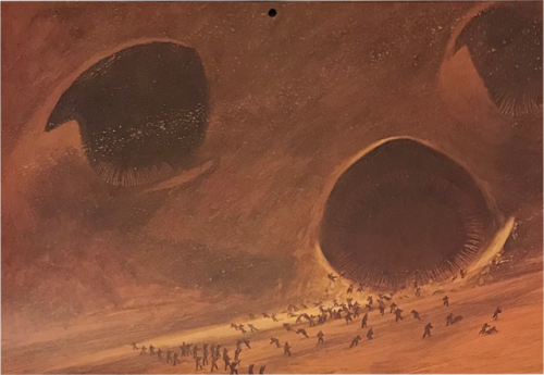 eneve:  Dune Calendar 1978 (Calendar) July - The flight through the shield wall Aug - Sietch Tabr Se