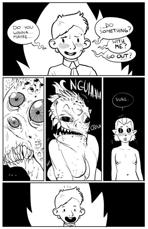 jetgreguar:drewapple:mitch-the-plaid:A comic I wanted to get out of my system. I drew it the other d