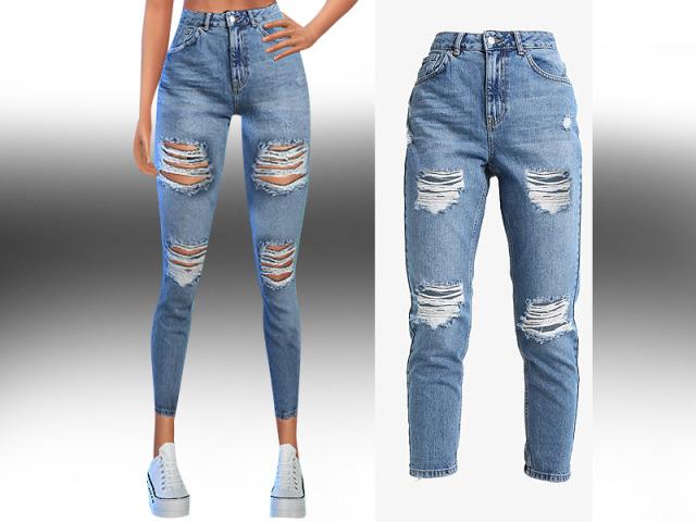 The Sims CC Tester - Levi's High Waist Ripped Jeans