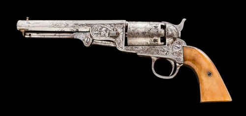 Engraved Belgian copy of a Colt percussion revolver,
