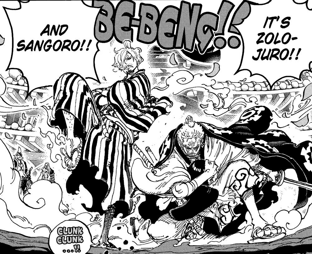 One Piece Chapter 1022 – Zoro & Sanji VS King & Queen: Wings