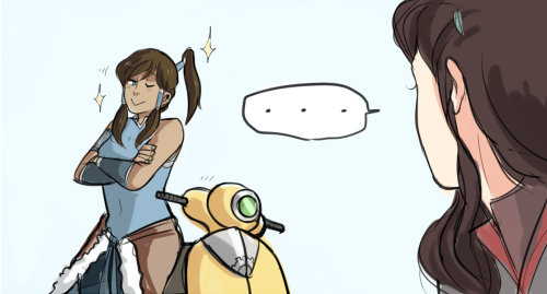 beroberos:  Suave!Korra is back for you Asami. And she’s still trying too hard. For mastertoph cuz she gave me the silly idea ;D  smooth korra is smooth~ < |D