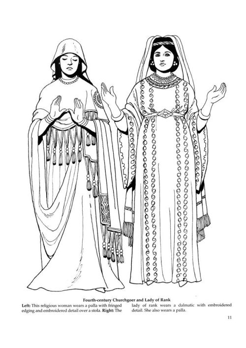 Byzantine costume from the 4th to the 6th century;Emperor Constantine and his mother Helena, 4th cen