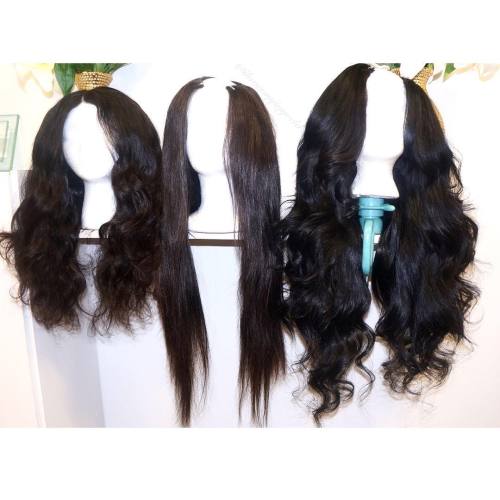 Custom U-part & full wigs made by me. Which is your favorite?#hairstylist #hairextensions #wig