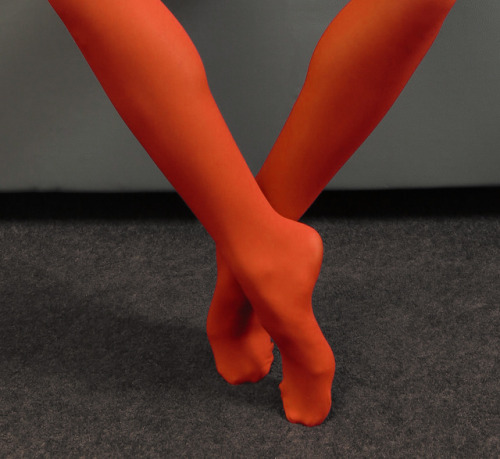 Orange stockings feet art